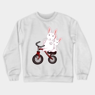 bunny rabbits on a bicycle- cute bunny rabbit peeking out Crewneck Sweatshirt